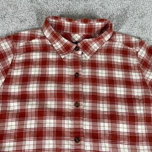 Pendleton Flannel Shirt Womens Medium Plaid Button Up Cotton Red Cabin Outdoors